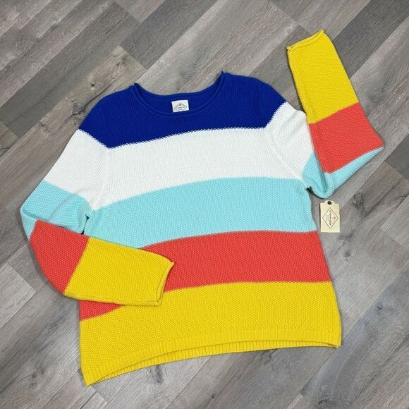 St. John’s Bay Striped Color Block Waffle Knit Sweater XL Pullover Nautical - Picture 11 of 11